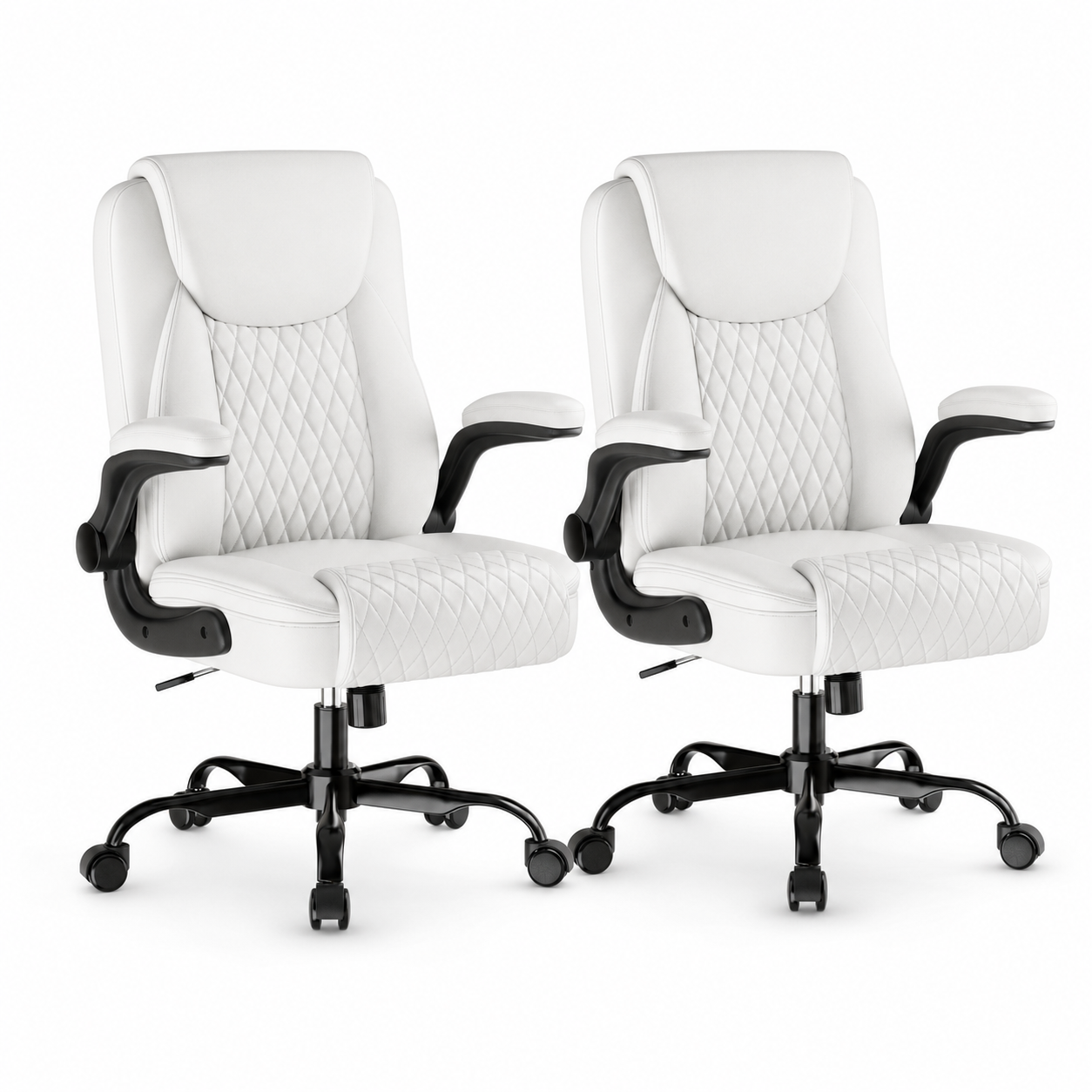 CloudRest Pro® Rocking Leather Office Chair with Back Support and Flip-up Armrests, for Short People Use