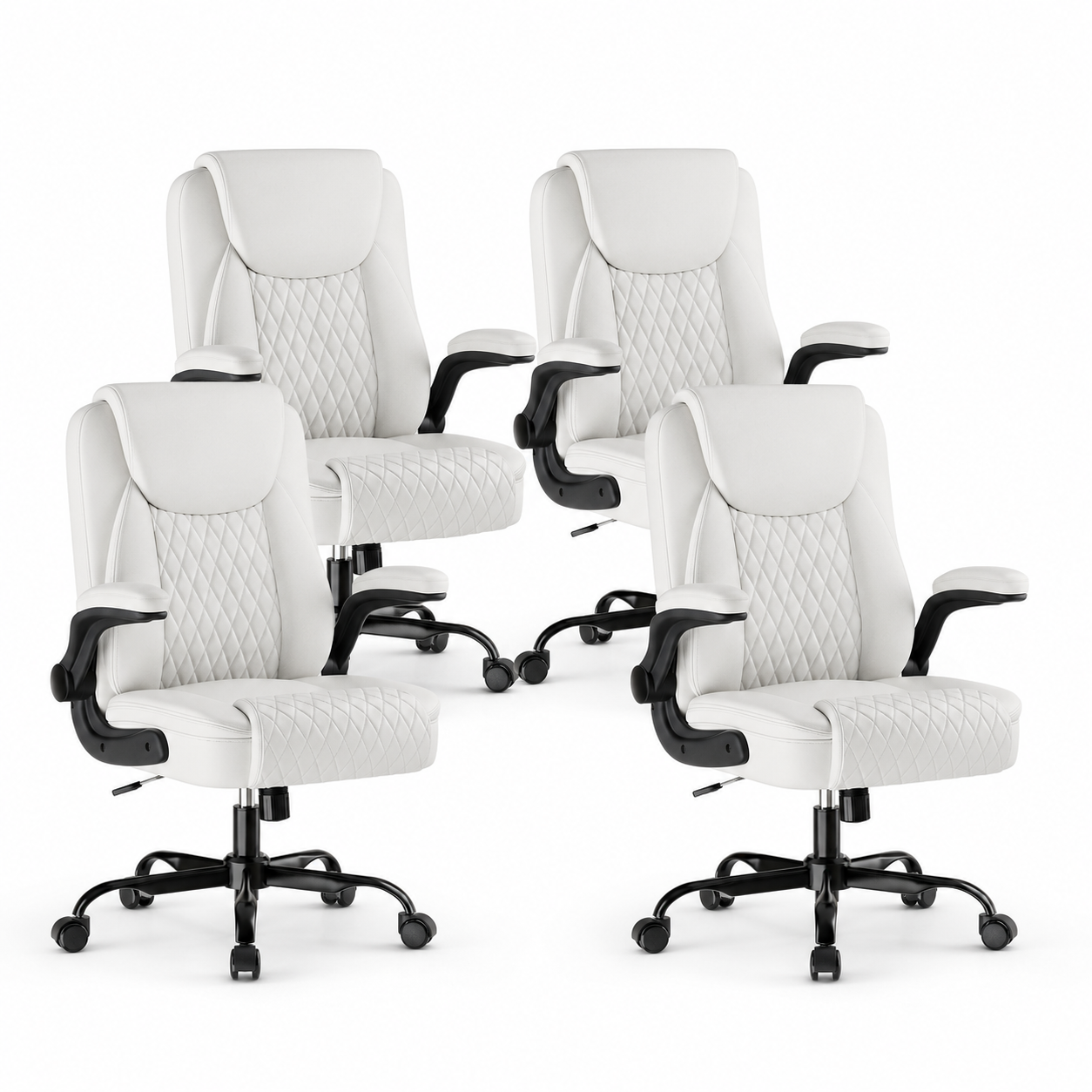 CloudRest Pro® Rocking Leather Office Chair with Back Support and Flip-up Armrests, for Short People Use