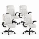 CloudRest Pro® Rocking Leather Office Chair with Back Support and Flip-up Armrests, for Short People Use