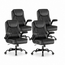 CloudRest Pro® Rocking Leather Office Chair with Back Support and Flip-up Armrests, for Short People Use