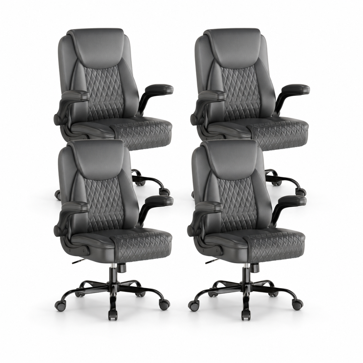 CloudRest Pro® Rocking Leather Office Chair with Back Support and Flip-up Armrests, for Short People Use