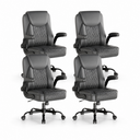 CloudRest Pro® Rocking Leather Office Chair with Back Support and Flip-up Armrests, for Short People Use