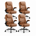 CloudRest Pro® Rocking Leather Office Chair with Back Support and Flip-up Armrests, for Short People Use