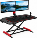 COMHOMA® Standing Desk Converter, Electric Height Adjustable Dual Monitor Stand and Laptop Workstation 36" Wide, USB 3.0 Ports, Includes Mouse Pad for Home Office DX-QC049