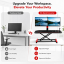 COMHOMA® Standing Desk Converter, Electric Height Adjustable Dual Monitor Stand and Laptop Workstation 36" Wide, USB 3.0 Ports, Includes Mouse Pad for Home Office DX-QC049