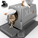 COMHOMA® XL Extra Large Stainless Steel Litter Box with Enclosed Top Entry for Big Cats DX-QC-CLB