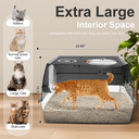 COMHOMA® XL Extra Large Stainless Steel Litter Box with Enclosed Top Entry for Big Cats DX-QC-CLB