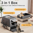 COMHOMA® XL Extra Large Stainless Steel Litter Box with Enclosed Top Entry for Big Cats DX-QC-CLB