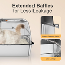 COMHOMA® XL Extra Large Stainless Steel Litter Box with Enclosed Top Entry for Big Cats DX-QC-CLB