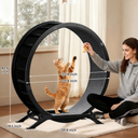 LUCKLIFE® 40" Metal Large Cat Exercise Wheel with Detachable Carpet & Teaser/Stickers, PET-CEW