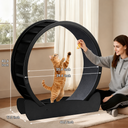 LUCKLIFE® 40" Metal Large Cat Exercise Wheel with Detachable Carpet & Teaser/Stickers, PET-CEW