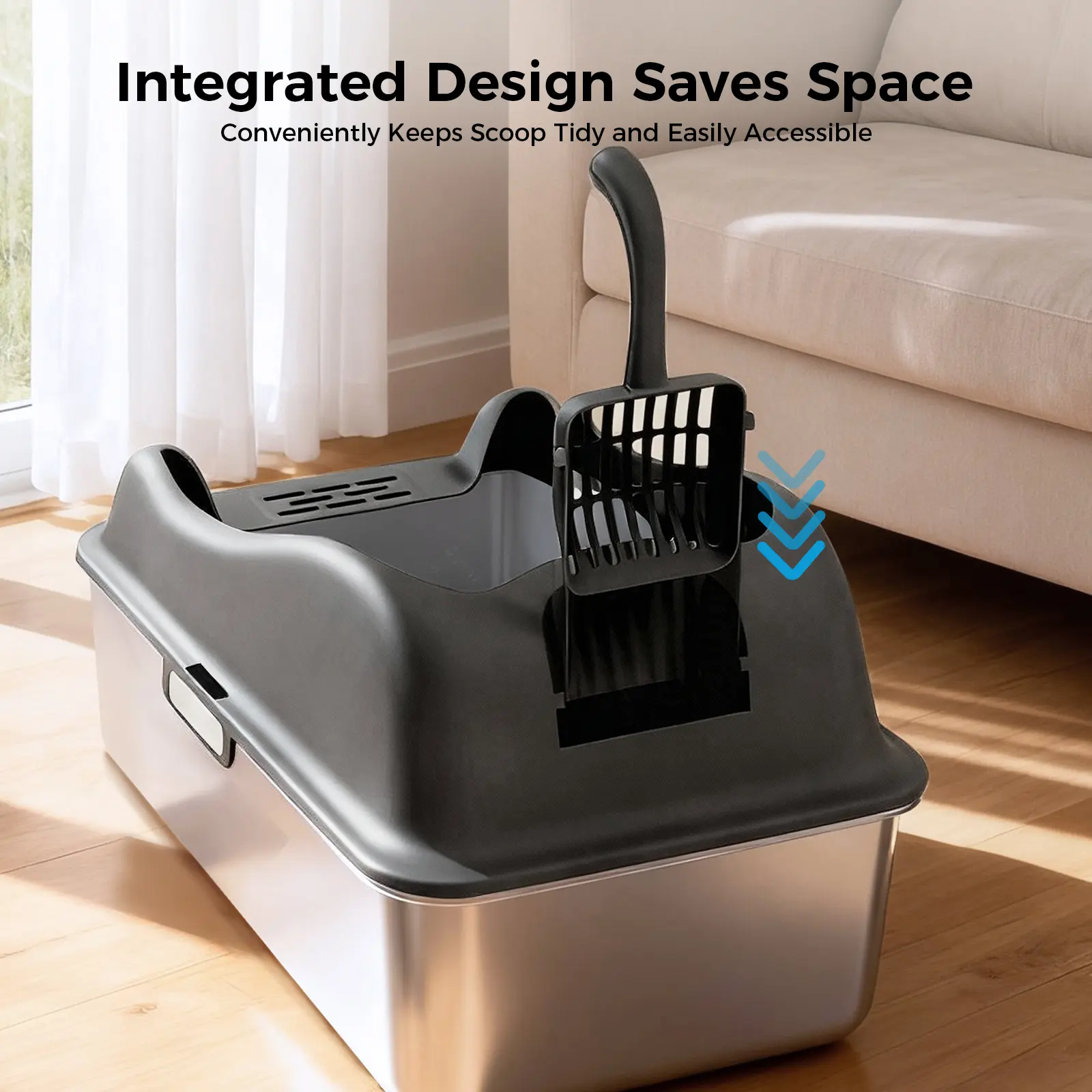 COMHOMA® XL Stainless Steel Cat Litter Box