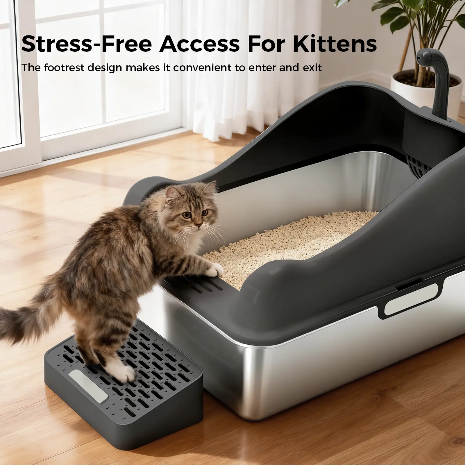 COMHOMA® XL Stainless Steel Cat Litter Box