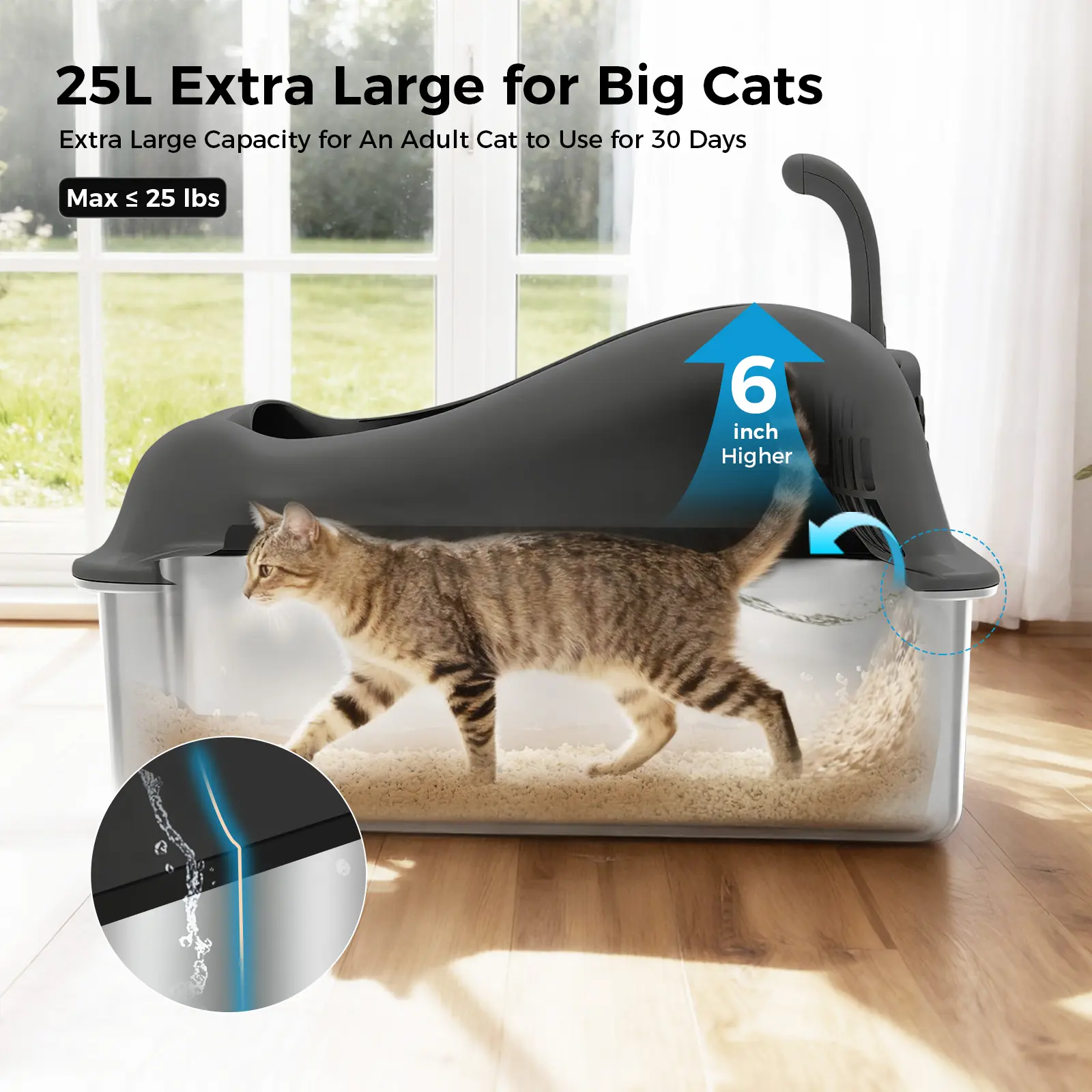 COMHOMA® XL Stainless Steel Cat Litter Box