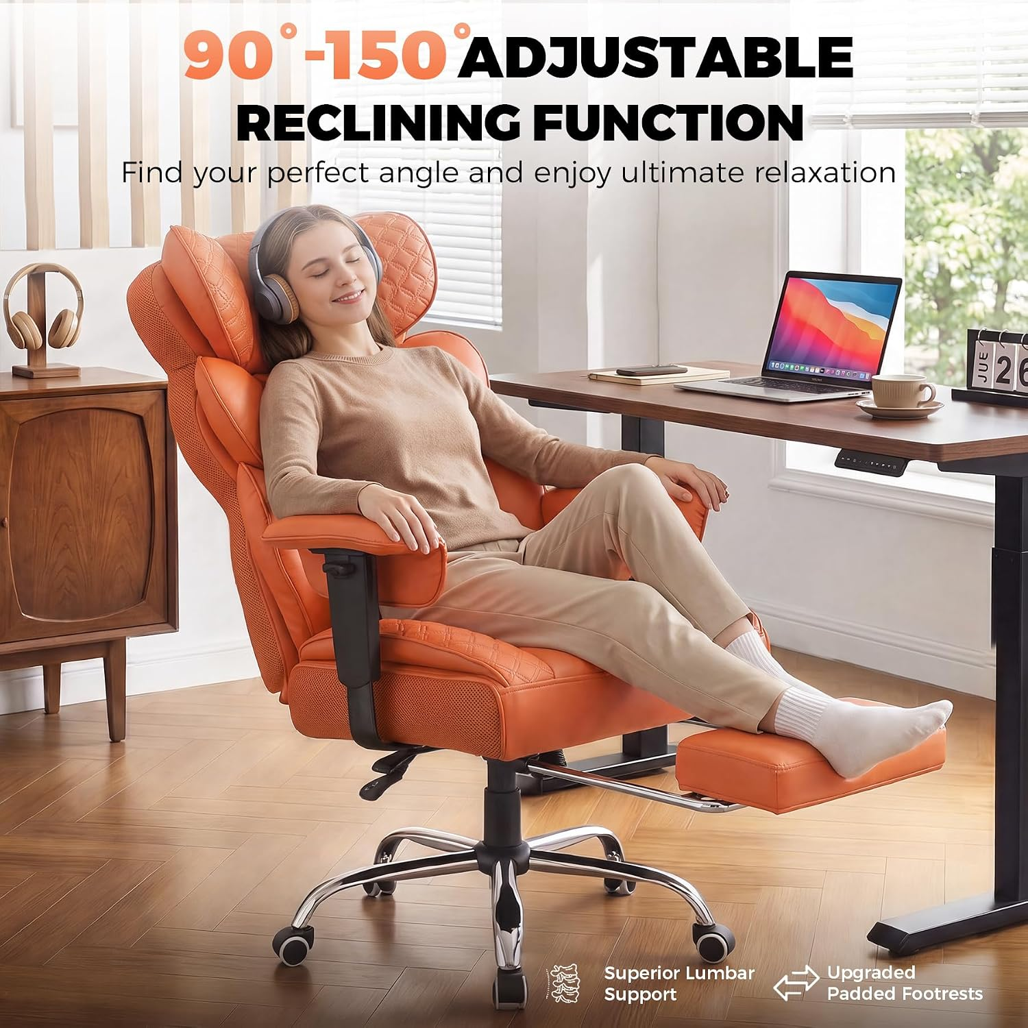 GTPLAYER® Big and Tall Office Chair, 90°-150° Recline High Back 400LBS CH910
