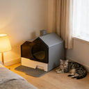 Easy to Clean Cat Litter Box,Hooded Cat Litter Box