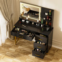 COMHOMA Vanity Desk with Mirror and Lights, 4 Drawers & Storage Shelves B1006-CH