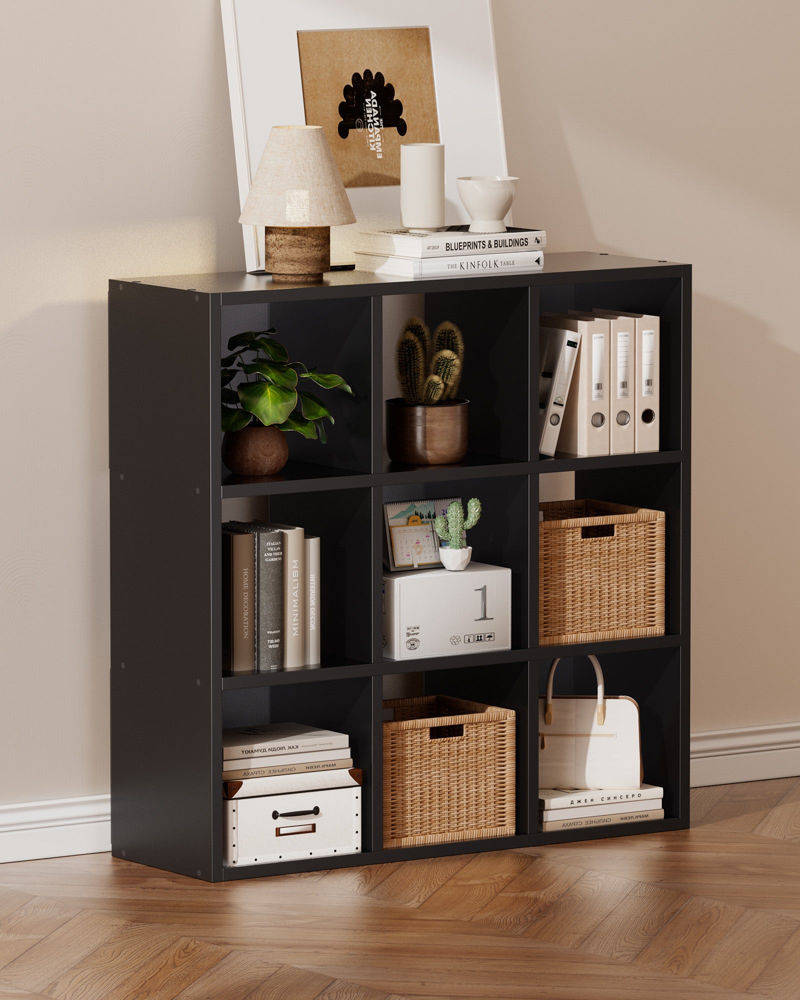 6/8/9 Cubes Wood Storage Organizer with Open Back and Removable Back Panels B3001-LUCKLIFE