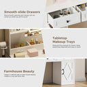 COMHOMA Large Makeup Vanity Desk with Mirror and Lights, 6 Drawers & 1 Storage Cabinet B1005