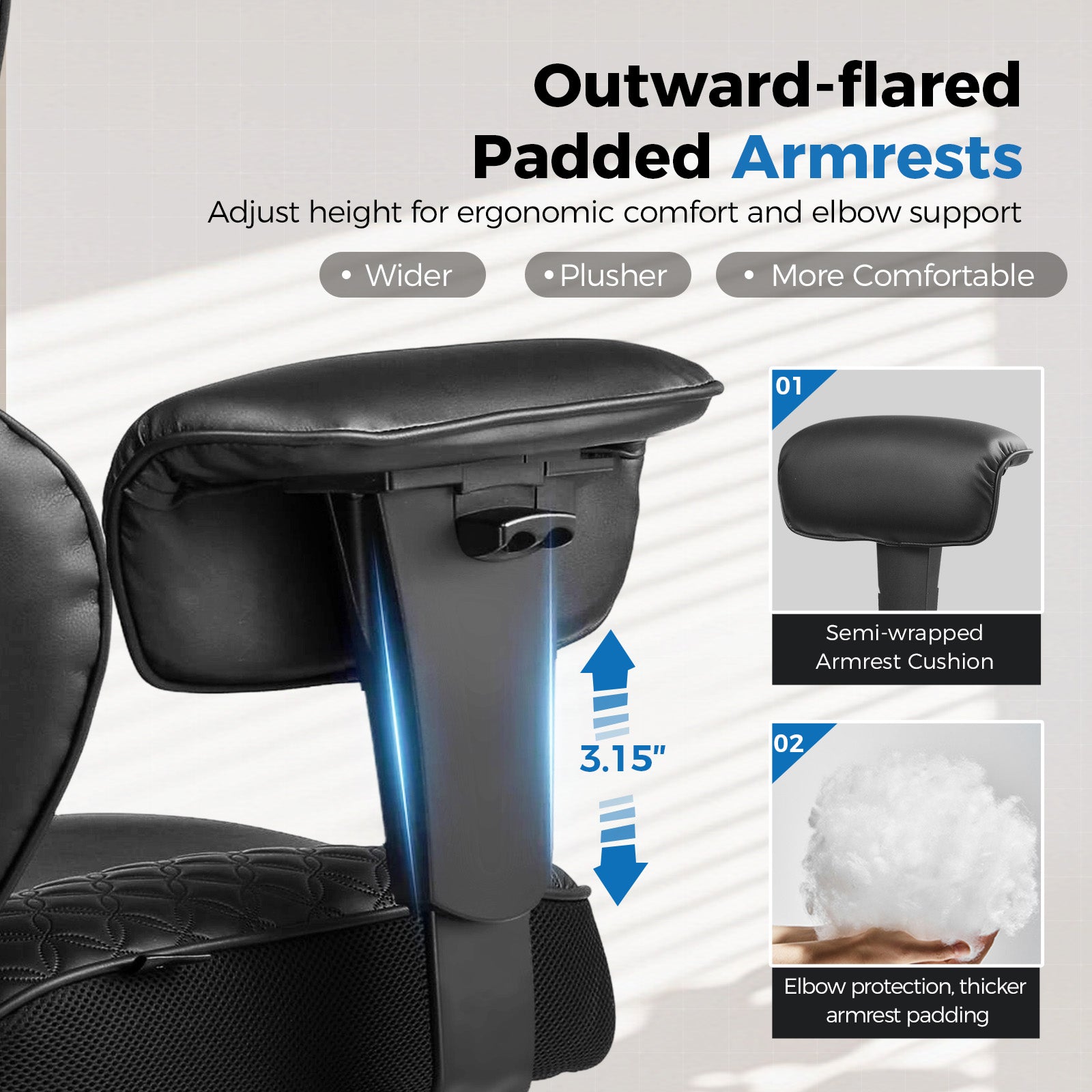 COMHOMA Big Headrest 400LBS Big and Tall Office Chair CH610