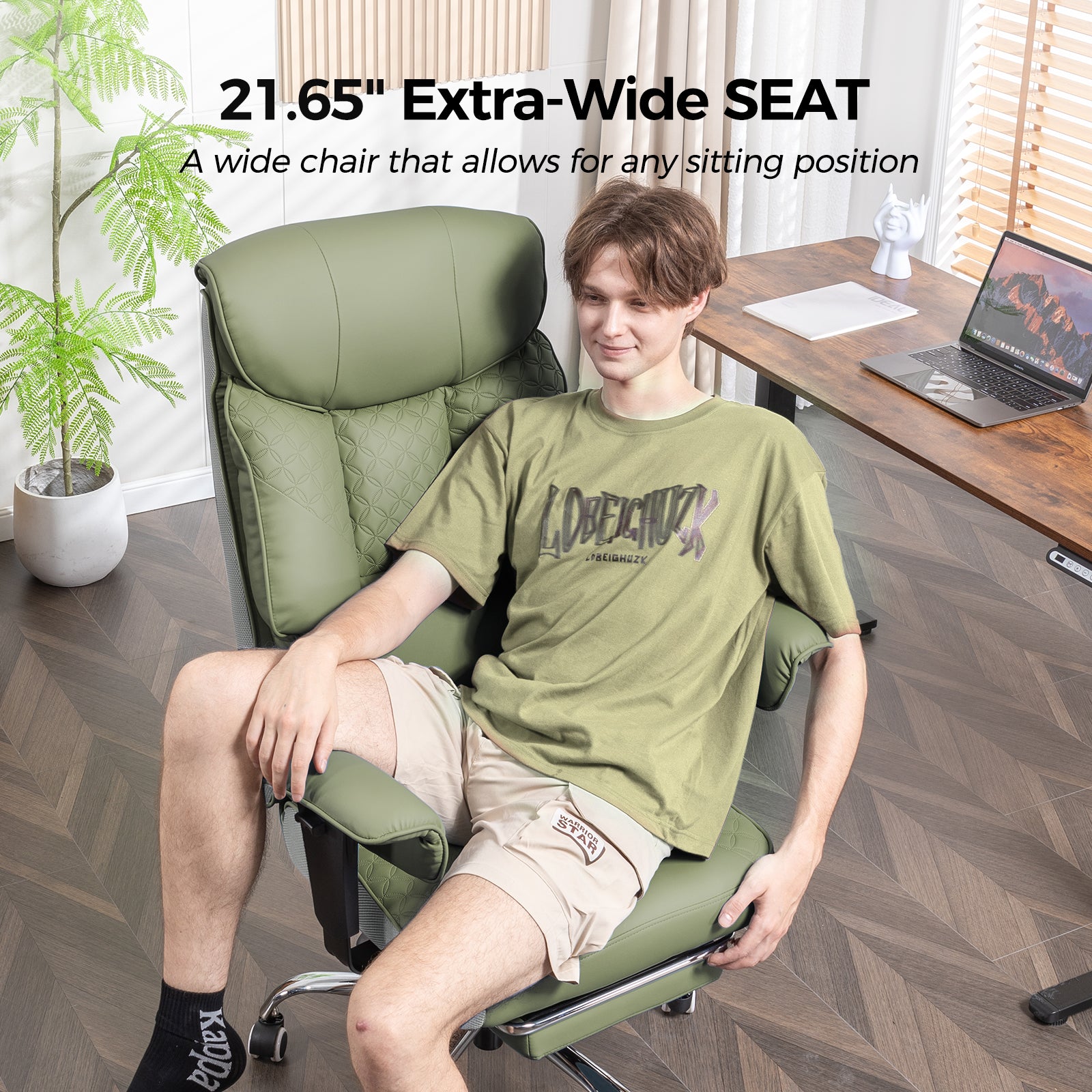 COMHOMA Big and Tall Office Chair 400lbs, 90°-150° Recline CH810