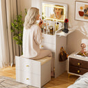 COMHOMA Small 3 in 1 Makeup Vanity Desk with Mirror and Lights B400