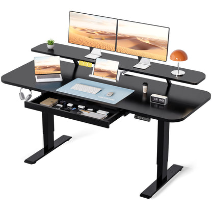 COMHOMA Electric Height Adjustable Desk with Drawers DTS118