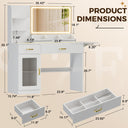 COMHOMA Vanity Desk with Transparent Tabletop and 3-Color LED Lights B2001