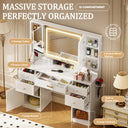 COMHOMA Large Vanity Desk with 3 Lighting & 7 Drawer, White B2002