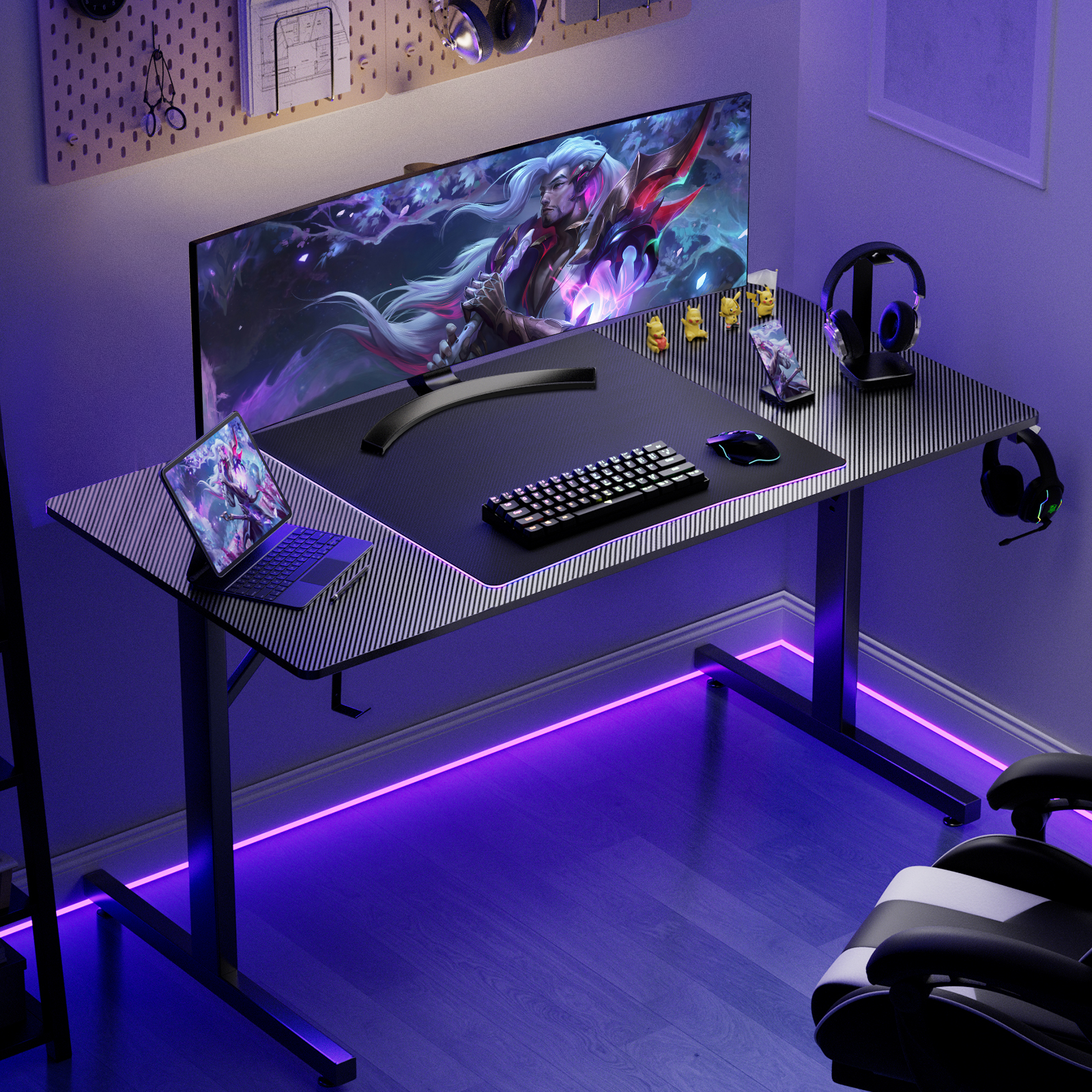 GTPLAYER® 55" T-Shaped RGB Gaming Desk GTP200