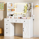 COMHOMA Large Makeup Vanity Desk with Mirror and Lights, 6 Drawers & 1 Storage Cabinet B1005