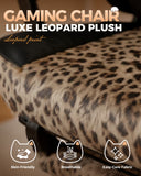 GTPLAYER Gaming Chair with Leopard Print Cat, Cute Velvet Fabric Ergonomic Office Chair with Footrest Headrest and Lumbar Support GTP710