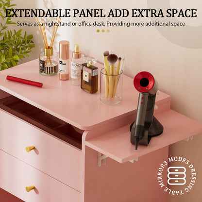 COMHOMA Small 3 in 1 Makeup Vanity Desk with Mirror and Lights B400