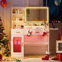 COMHOMA Vanity Desk with Transparent Tabletop and 3-Color LED Lights B2001