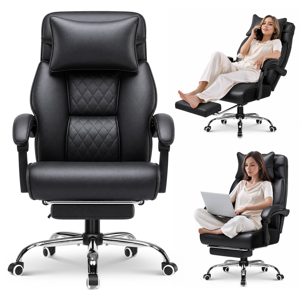 Cloudrest Pro® Big & Tall Office Chair with Pillow, Footrest & Linkage Armrests 350LBS CH630-SP
