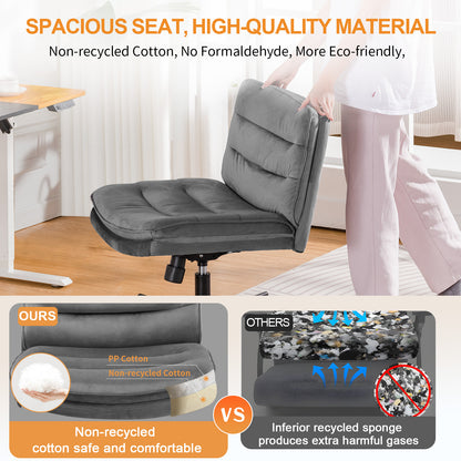 COMHOMA Armless Office Desk Chair with Wheels, PU Leather Padded Cross Legged Office Chair,WMT-CH310