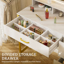 COMHOMA Vanity Desk with Mirror and Lights, 4 Drawers & Storage Shelves B1006-CH