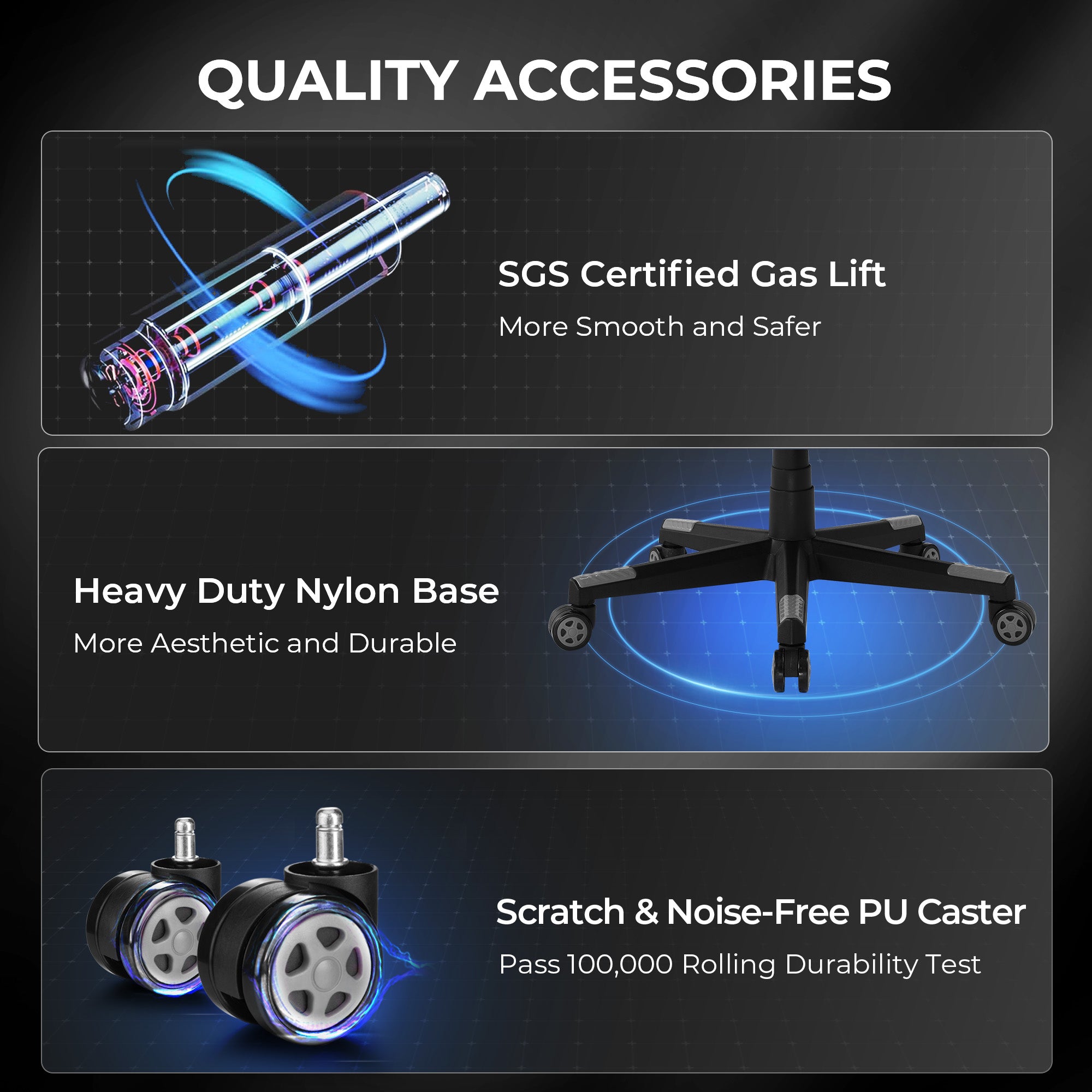 GTPLAYER Gaming Chair 350Lbs Heavy Duty Ergonomic Office Chair Lumbar Support GTF59-CH