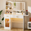 COMHOMA Vanity Desk with Transparent Tabletop and 3-Color LED Lights B2001