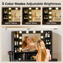 COMHOMA Vanity Desk with Large Storage, RGB LED Lights and Power Outlet B1004