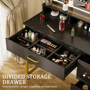 COMHOMA Vanity Desk with Mirror and Lights, 4 Drawers & Storage Shelves B1006-CH