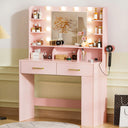COMHOMA Vanity Desk with Large Storage, RGB LED Lights and Power Outlet B1004