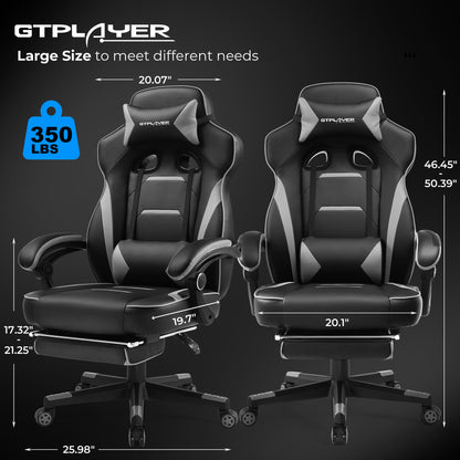 GTPLAYER Gaming Chair 350Lbs Heavy Duty Ergonomic Office Chair Lumbar Support GTF59-CH