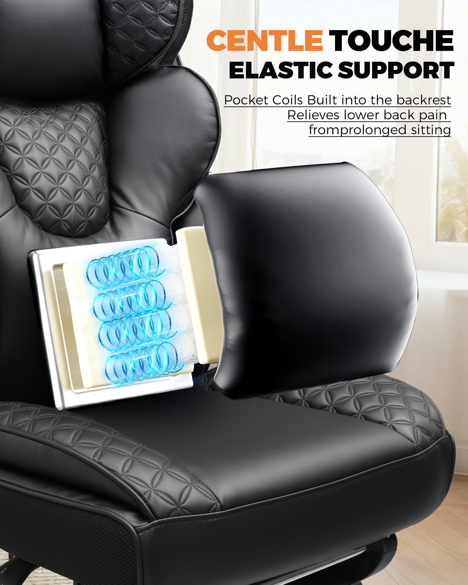 GTPLAYER Big and Tall Office Chair, 90°-150° Recline High Back CH910