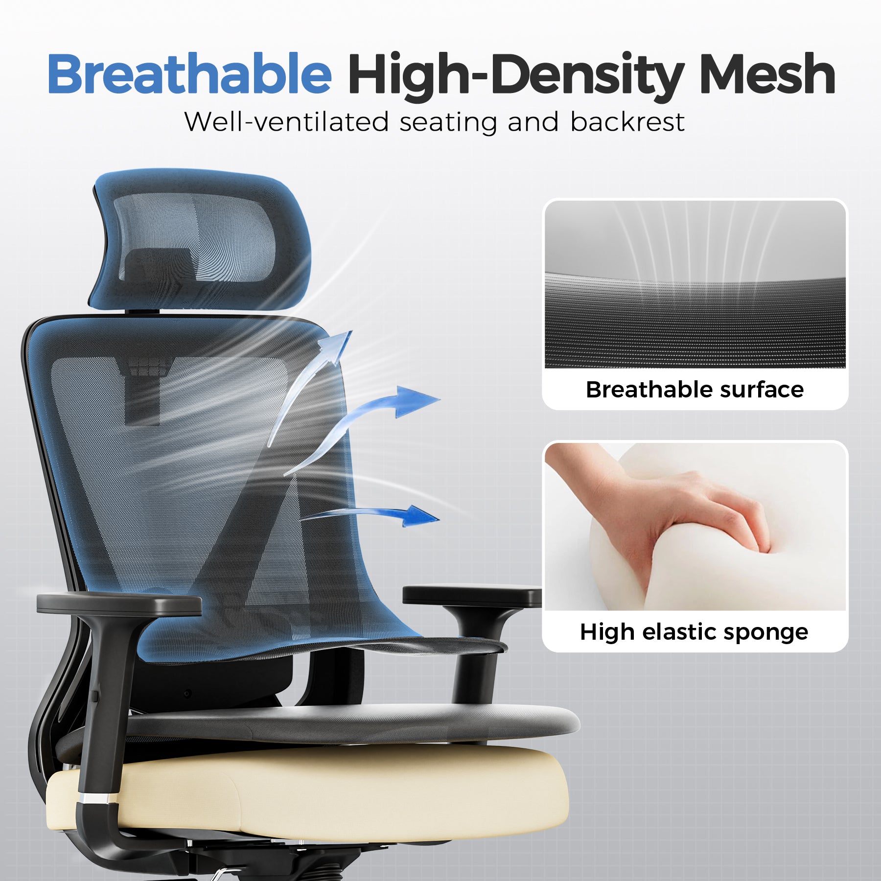 COMHOMA Mesh Office Chair Big and Tall 350 LBS CH226 (No Footrest)