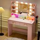 COMHOMA Vanity Desk with Large Storage, RGB LED Lights and Power Outlet B1004