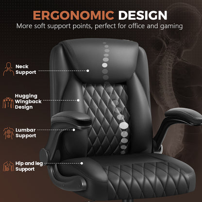 COMHOMA Big and Tall Office Chair, 400LBS Wide Seat Ergonomic Chair, High Back Executive Leather Chair CH227