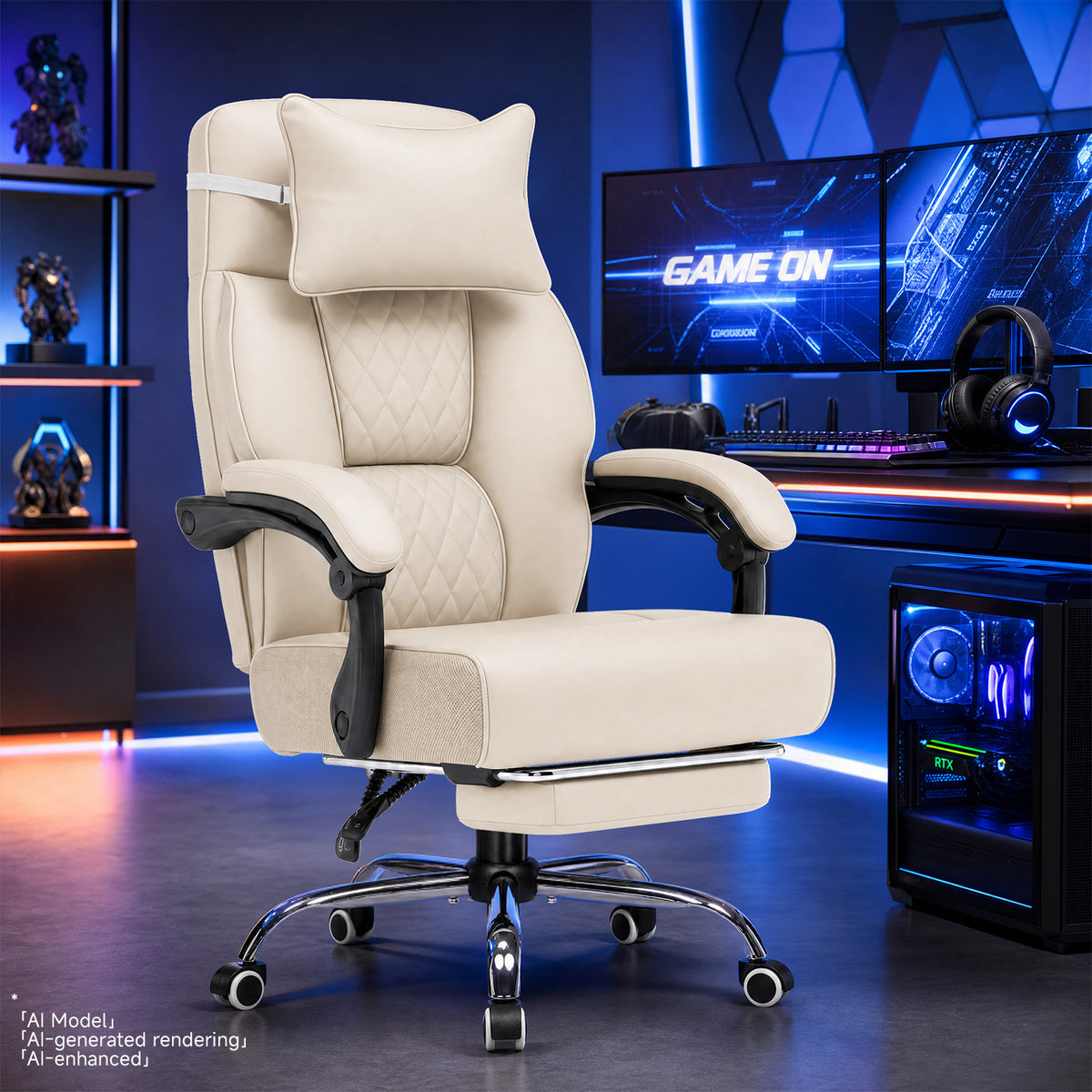 Cloudrest Pro® Big & Tall Office Chair with Pillow, Footrest & Linkage Armrests 350LBS CH630-SP