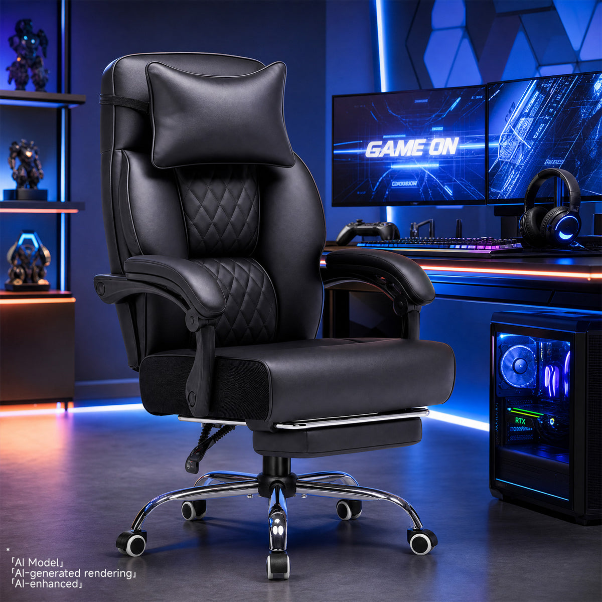 Cloudrest Pro® Big & Tall Office Chair with Pillow, Footrest & Linkage Armrests 350LBS CH630-SP