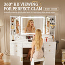 COMHOMA Large Vanity Desk with 3 Lighting & 7 Drawer, White B2002